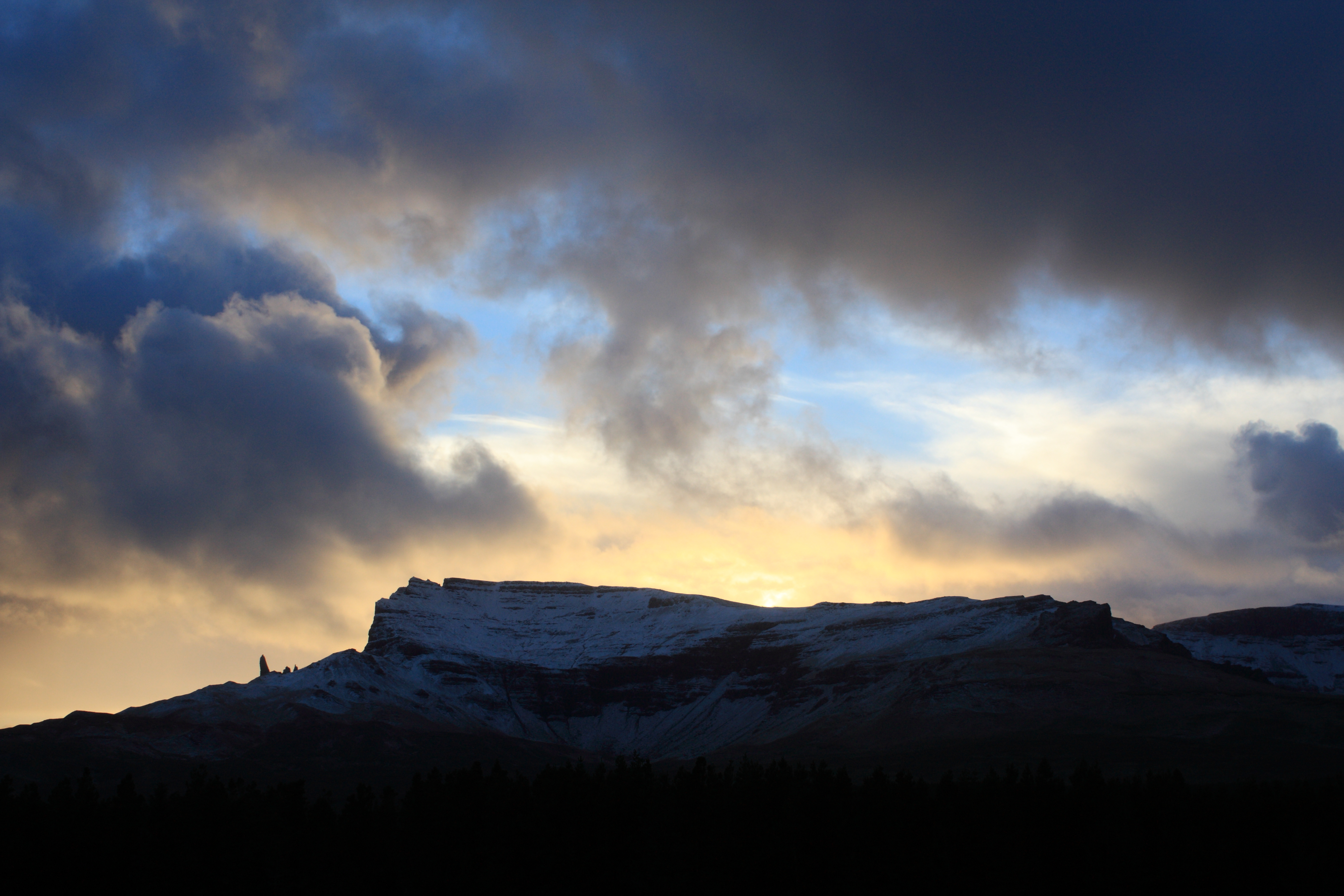 Sun setting over Storr