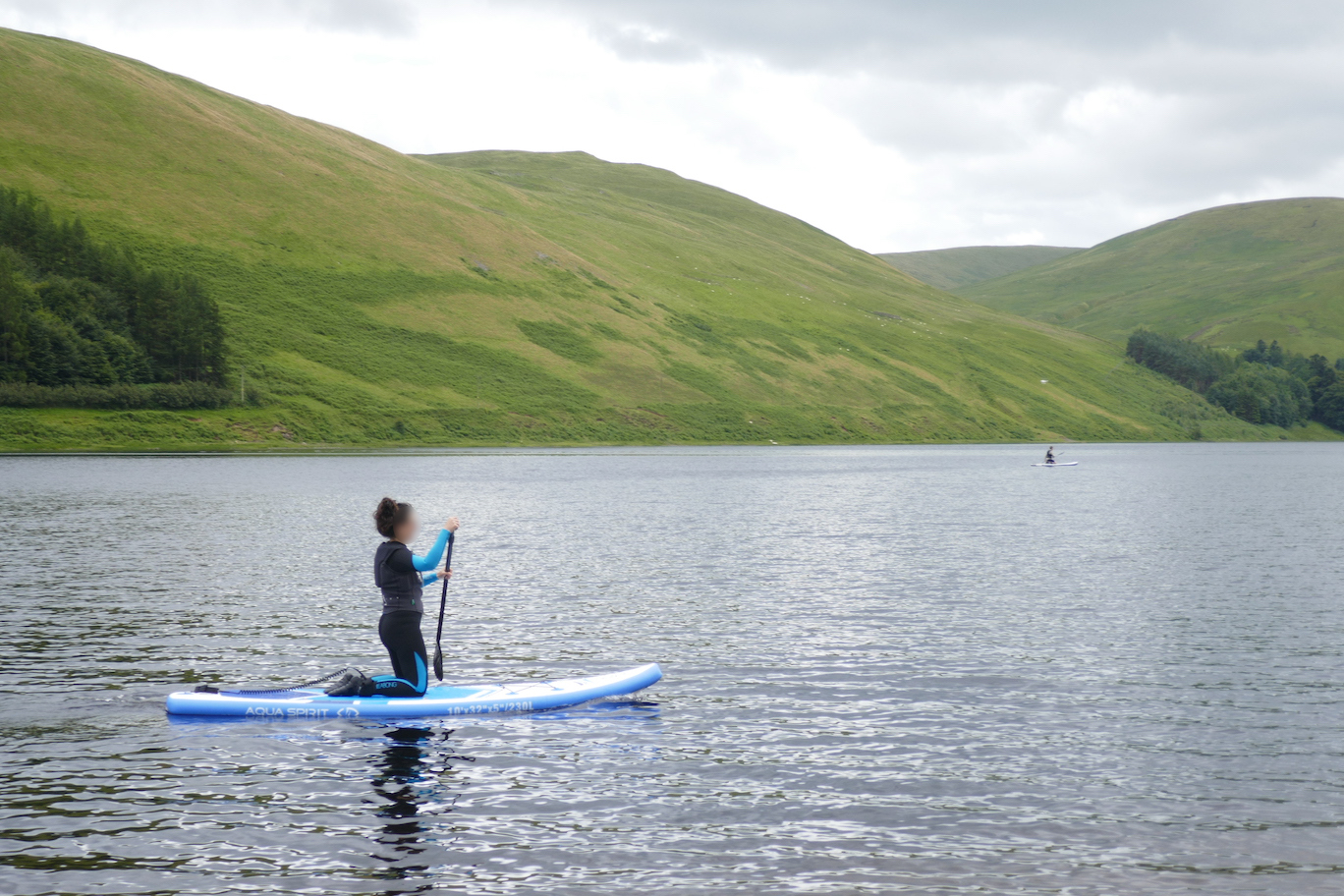 Paddleboarding on Loch of the Lowes, next to St Mary's Loch